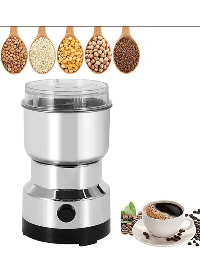 مطحنة كهربائية للقهوة والتوابل مصنوعة من الفولاذ المقاوم للصدأ - محرك قوي، شفرات حادة، مطحنة متعددة الأغراض لحبوب البن والتوابل والمكسرات - Image 1